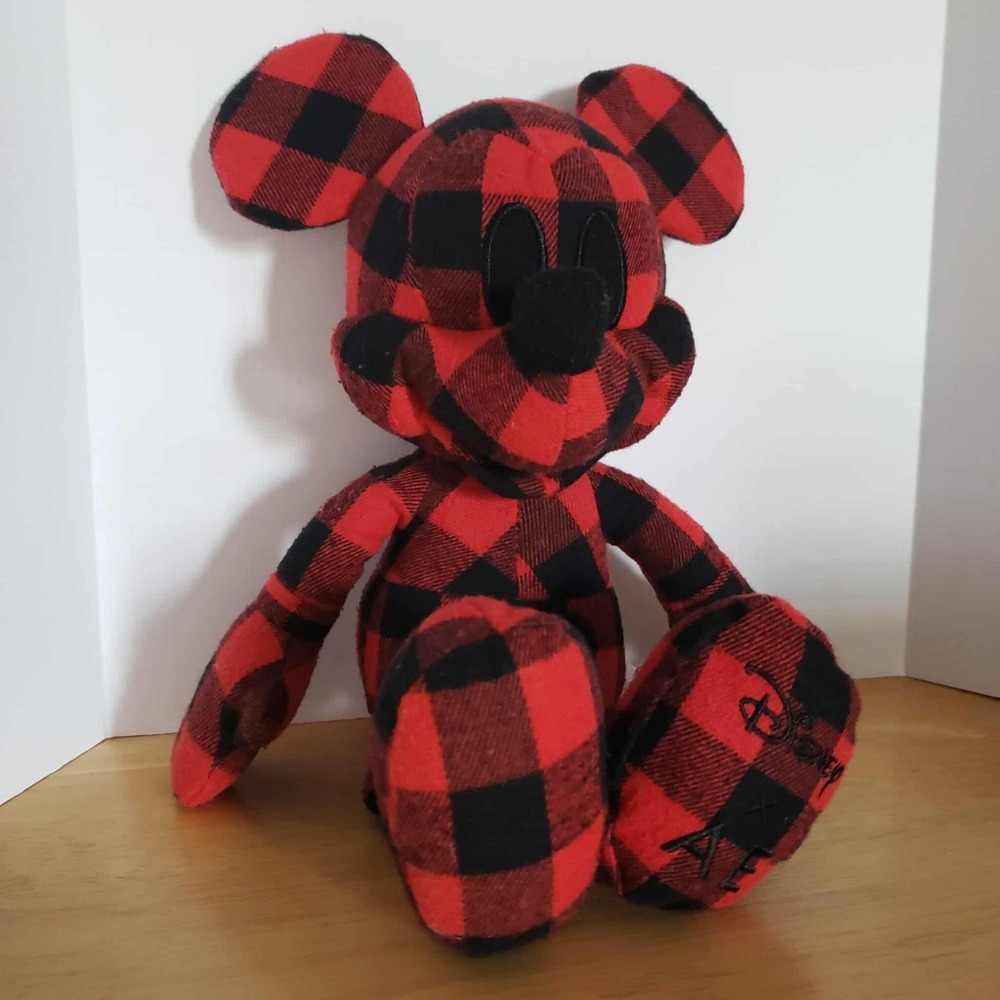 Disney x American Eagle Mickey Mouse Plush 12" Red Buffalo Plaid Special Edition